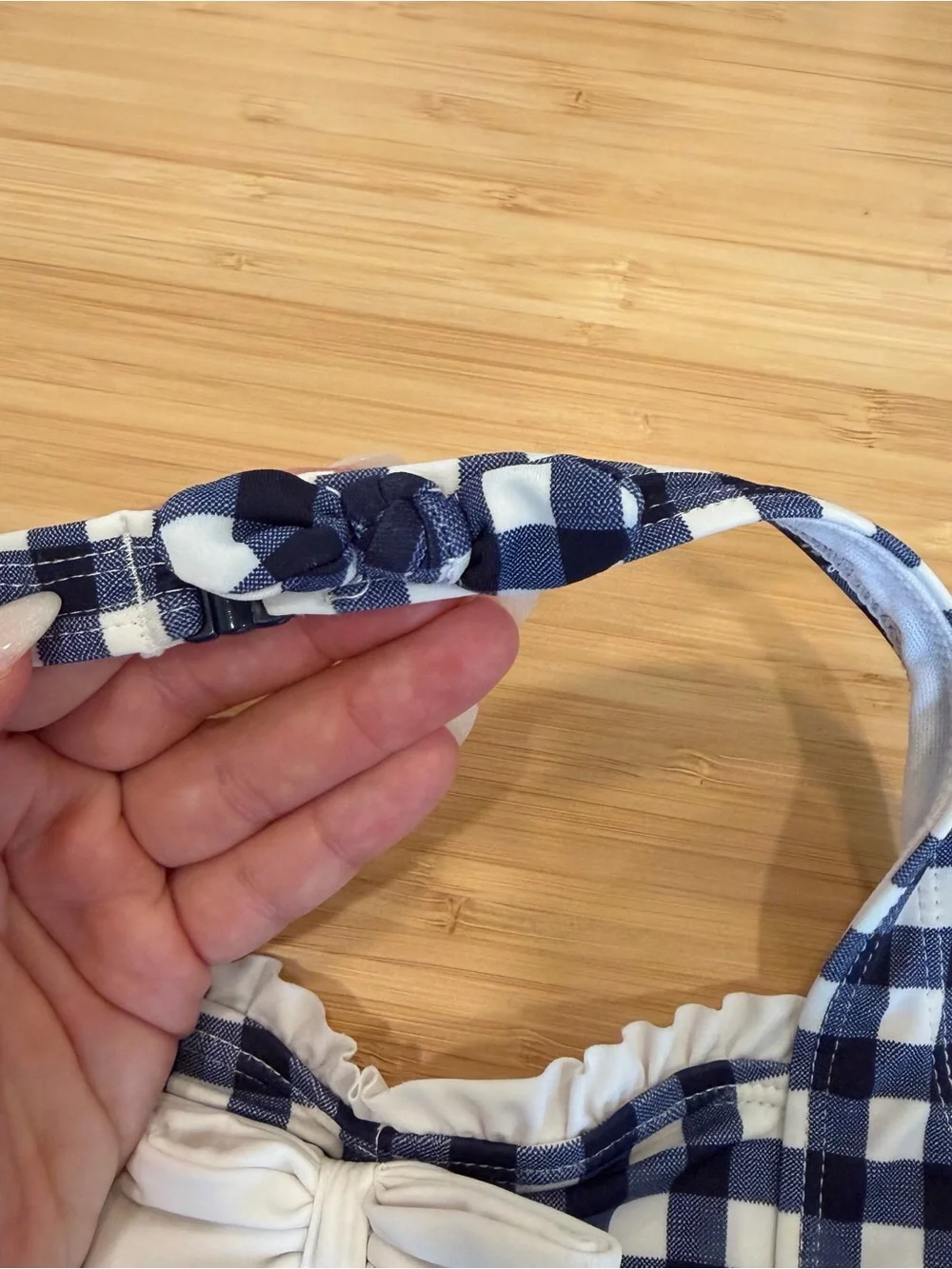 Janie And Jack Kids Girls Blue Gingham White Ruffle Halter 2 Pc Bikini Swim 5 S